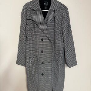 Black and White Houndstooth Trench Coat